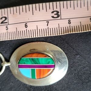 Turquoise Spiny Oyster Malachite SS Pendant